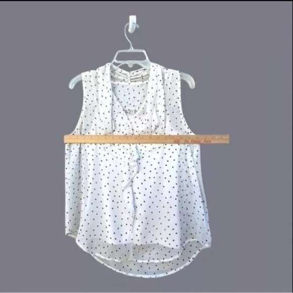 Ann Taylor Women's Size Small White & Black Polka Dot Sheer Blouse Sz Small - Picture 3 of 7